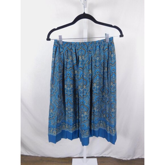 Draper's & Damon's Blue Paisley Border Print Skirt Elastic Waist Boho Witch 10 - Picture 6 of 11